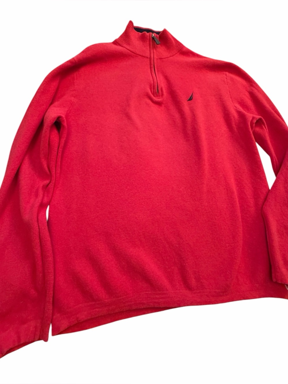 Nautica quarter-zip sweater featuring embroidered sailboat logo-Size Large